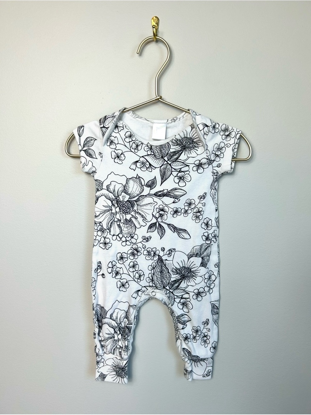 Black & White Floral Baby One-Piece Romper